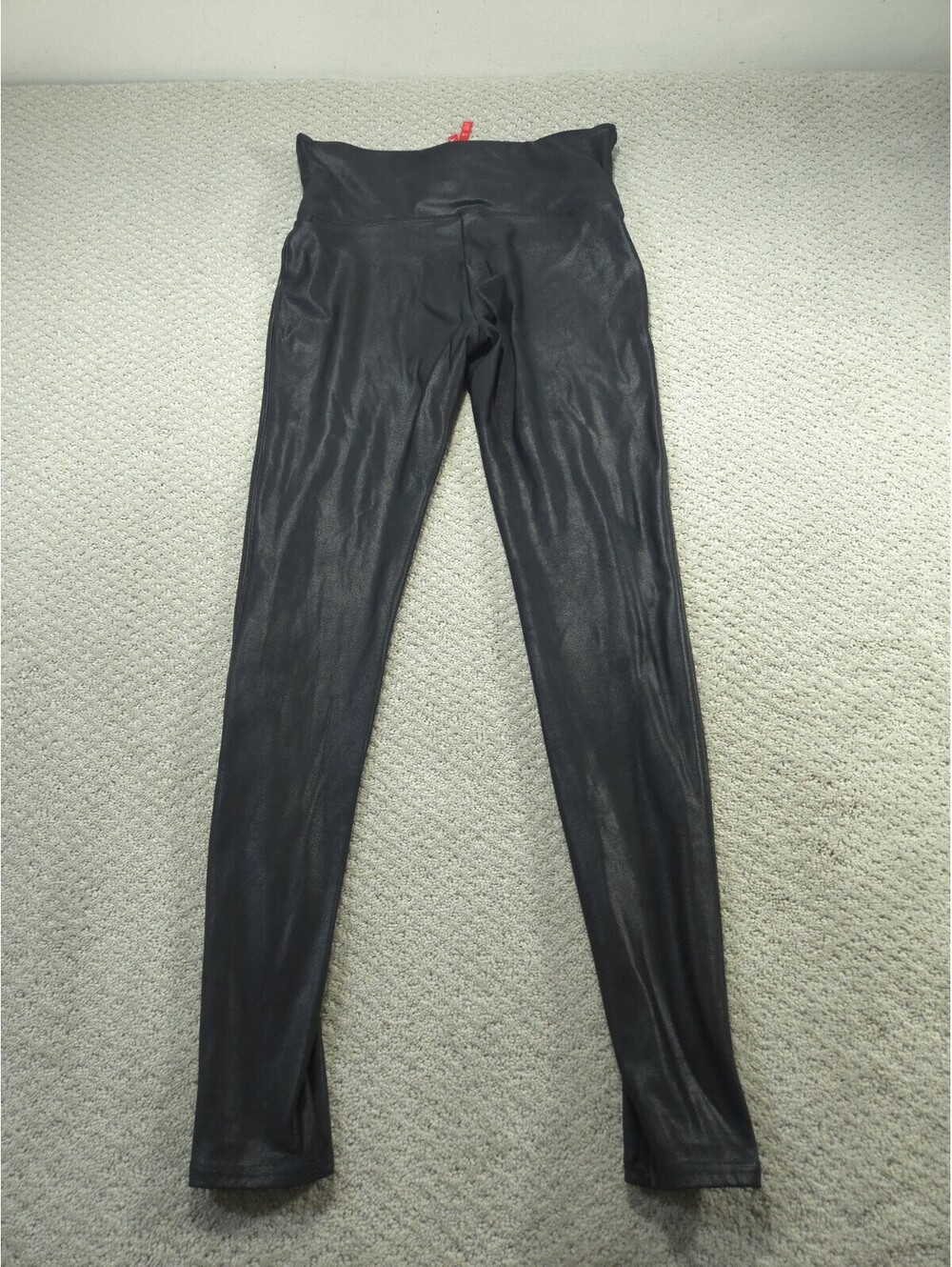 Spanx Faux Leather Leggings Womens Large Black High Waisted Shaper 2437